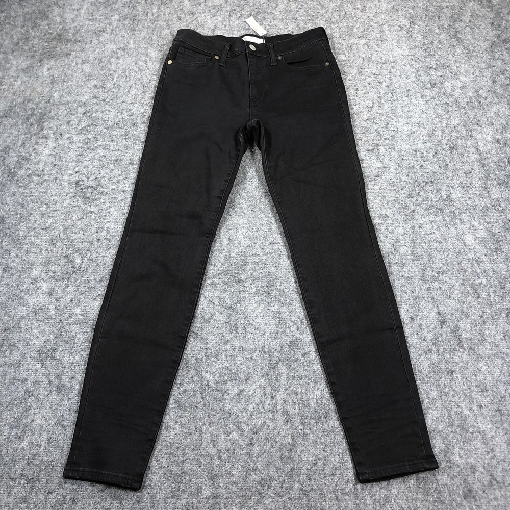 Madewell Jeans Womens 27 Black Mid Rise Skinny Slim Stretch Dark Wash Denim